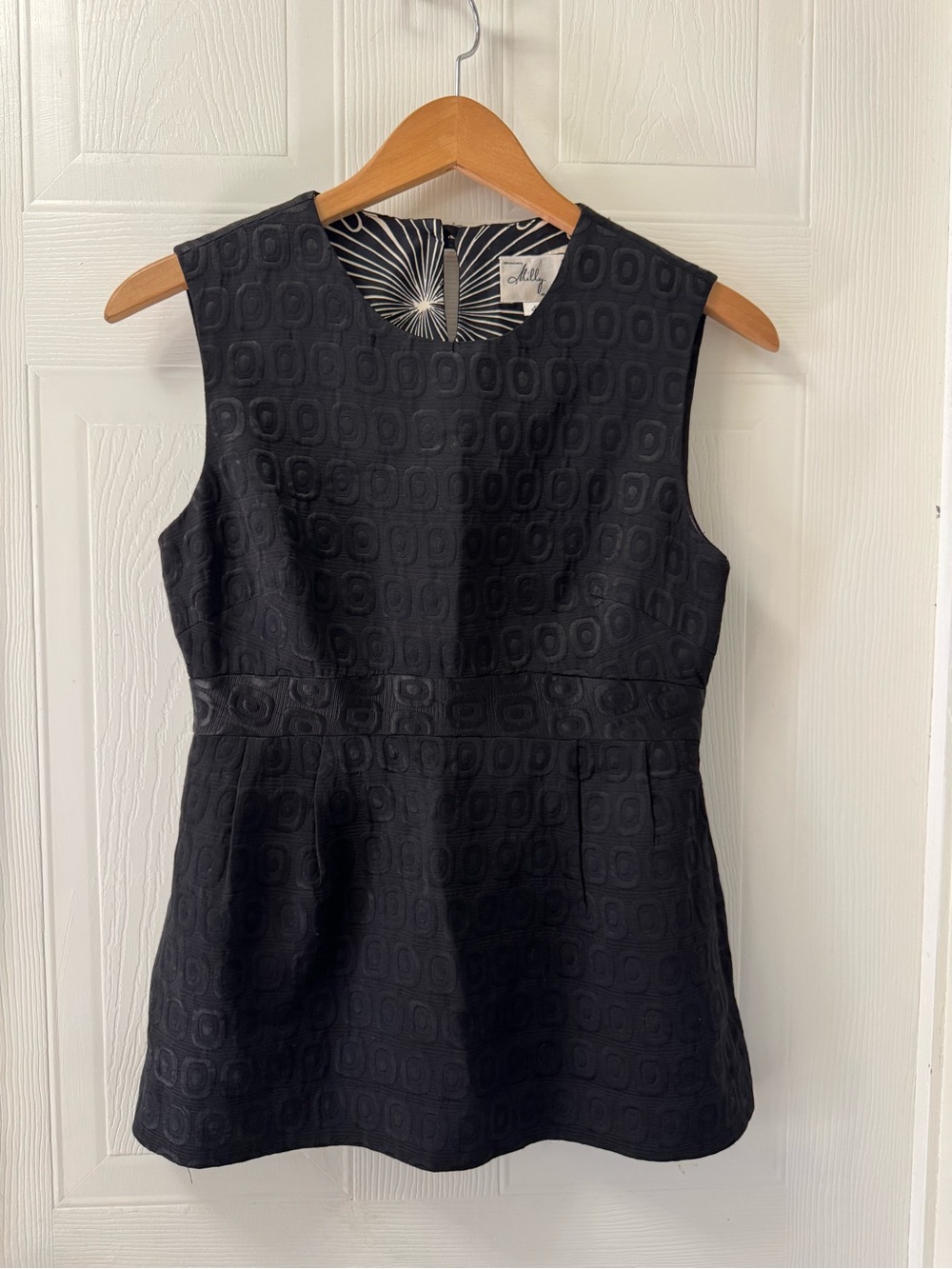 Milly of New York Black Textured Sleeveless Dress